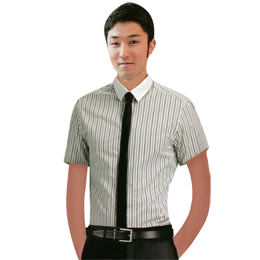 男士衬衣 商务瘦身版 条纹短袖  男士衬衣定制